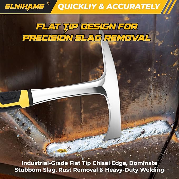 Chipping Hammer, 14oz Welding Chipping Hammer, Heavy Duty Slag Removal Tool with Ergonomic Grip, Non-Slip Handle for Welding, Metal Cleaning, Workshop & DIY Projects