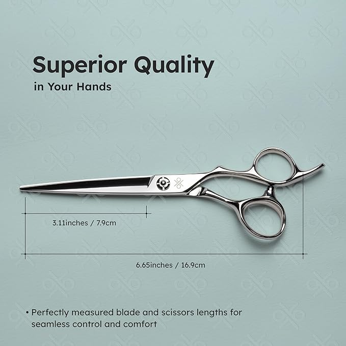 K9 6.5" Large Professional Hair Scissors ??Barber Shears Made with Premium VG10 Steel, Lightweight, Razor-Sharp, Handcrafted with Ergonomic Handle and Convex Blade for Comfort, Also Great for Home Use