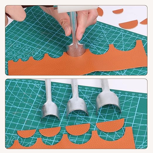 Caydo 7 Pieces Leather Craft Tools Half-Round Punch for Crafting Strap Belt, Wallet and Bag DIY Handwork 10-40mm