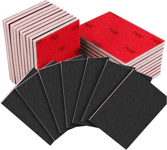 16 Pcs 400 Grit Sanding Sponge, Ultra Fine Sandpaper Assortment Pads, Soft Foam Sanding Block Dry Wet Sandpaper for Model Drywall Metal Wood Furniture Polishing (P400)