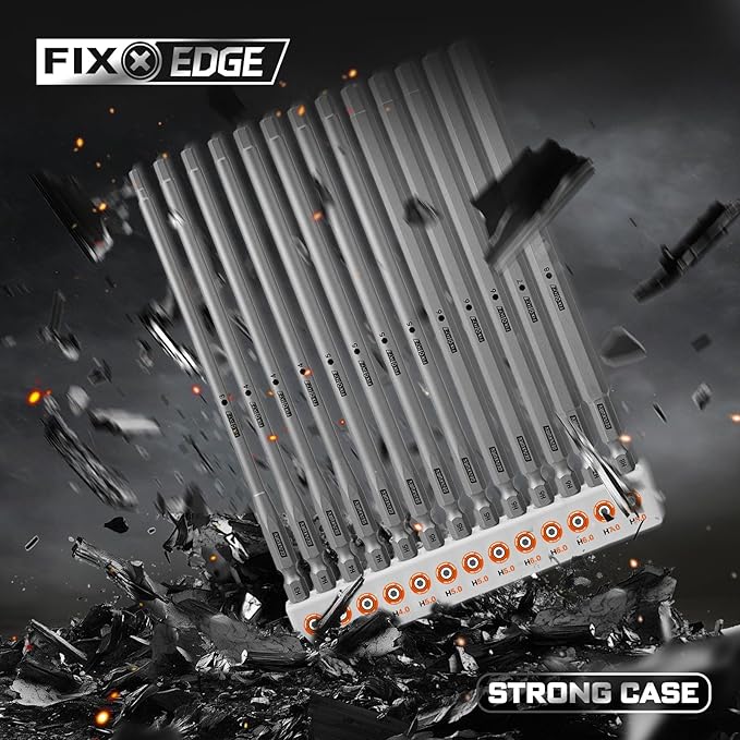 13Pieces Fixedge Screwdriver bit set,6 inches Hex Magnetic Alloy Steel Insert Power Bits Tips with Storage Organizer for Home Repair