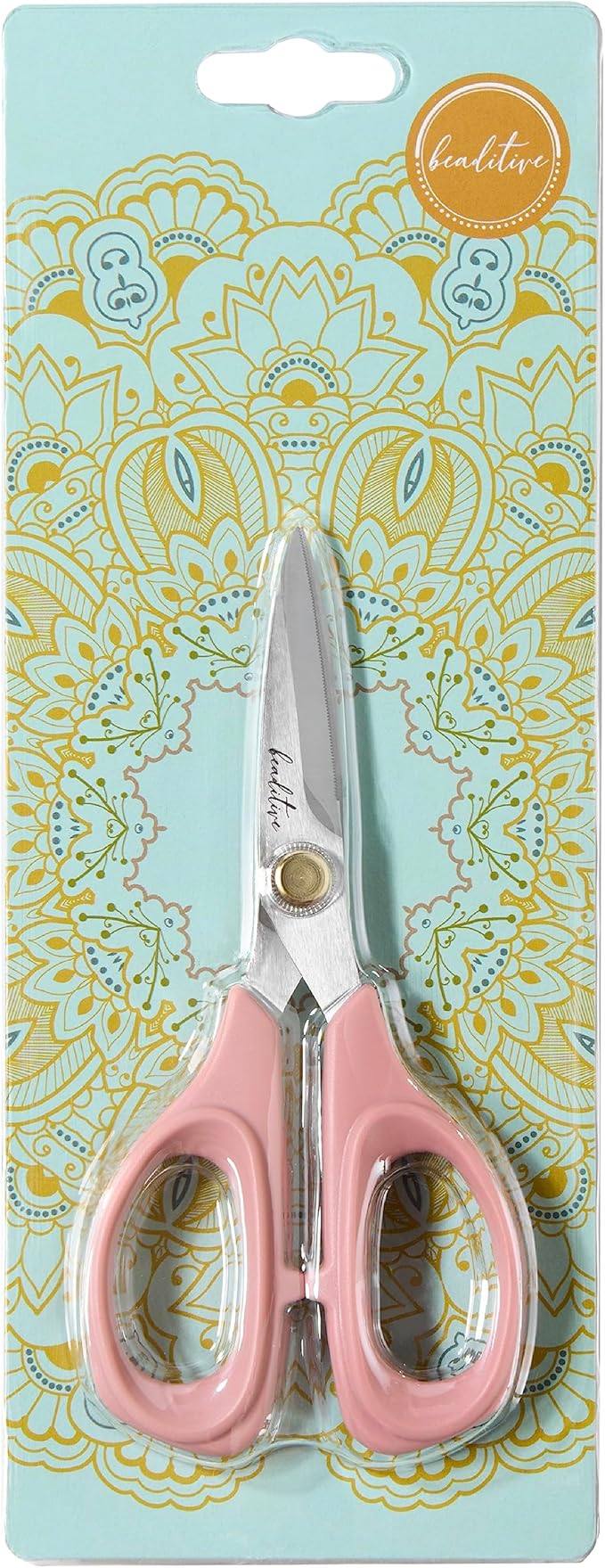Beaditive Sewing Scissors - 6-Inch Stainless Steel Fabric Scissors - Professional Scissors With Serrated Blade for Cloth Cutting & Quilting - Comfortable Craft Tailor & Dressmaker Shears ??Light Coral