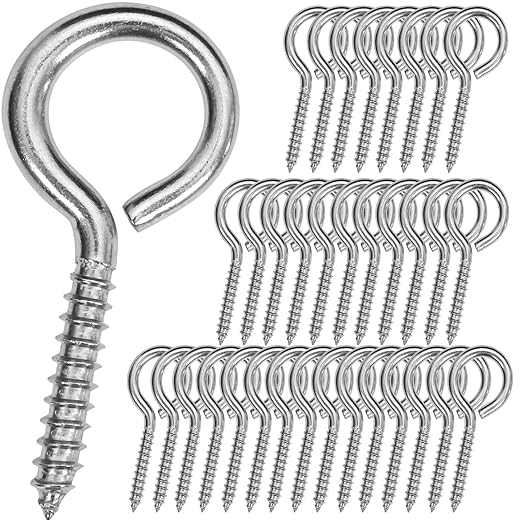 40PCS 2.55 inches Screw Eyes M5 304 Stainless Steel Eye Screws, Heavy Duty Screw, Eye Hooks Screw Eye Bolts Eye Hooks Screw, Indoor & Outdoor Uses (40, M5-2.55inch)