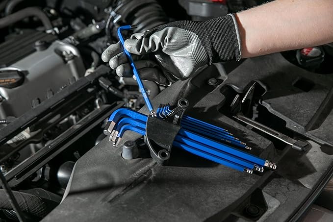 ARES 44035 ??35-Piece Long Arm Hex and Star Key Set ??Allen Wrench Set - SAE, Metric, and Torx Key Wrench Sizes - Chrome Finish with High Visibility Anti-Slip Coating - Storage Holders Included
