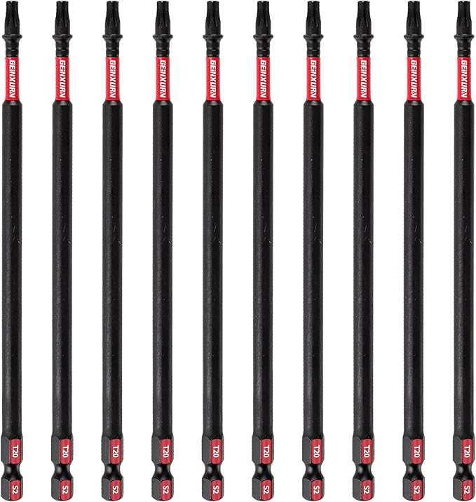 Impact Tough #20 Torx 6 in. Insert Driver Bits,10Pack Magnetic T20 Power Bits, S2 Alloy Steel T20 Screwdriver Bits Set Bulk