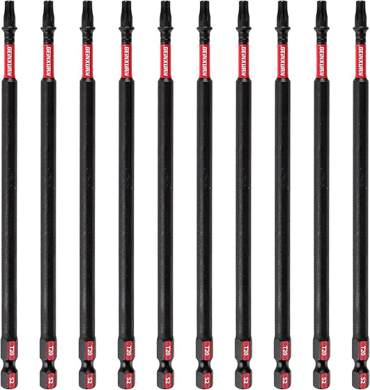 Impact Tough #20 Torx 6 in. Insert Driver Bits,10Pack Magnetic T20 Power Bits, S2 Alloy Steel T20 Screwdriver Bits Set Bulk