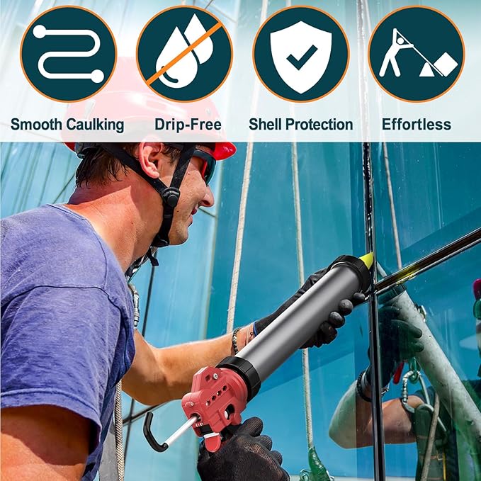20 oz Sausage Caulk Gun, One-Touch Drip-Free | Effortless & Professional Design with Heavy-Duty Metal Body, 18:1 Thrust Ratio | for 20 oz Sausage Packs