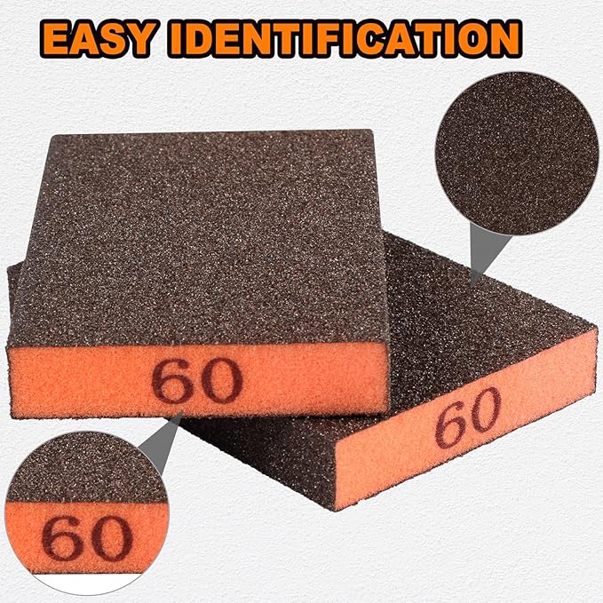 8 Pack Sanding Sponge, Washable & Reusable Sanding Blocks for Drywall, Wood, Metal & Furniture ??Premium Sandpaper Block Assortment with 60/80/120/220 Grit