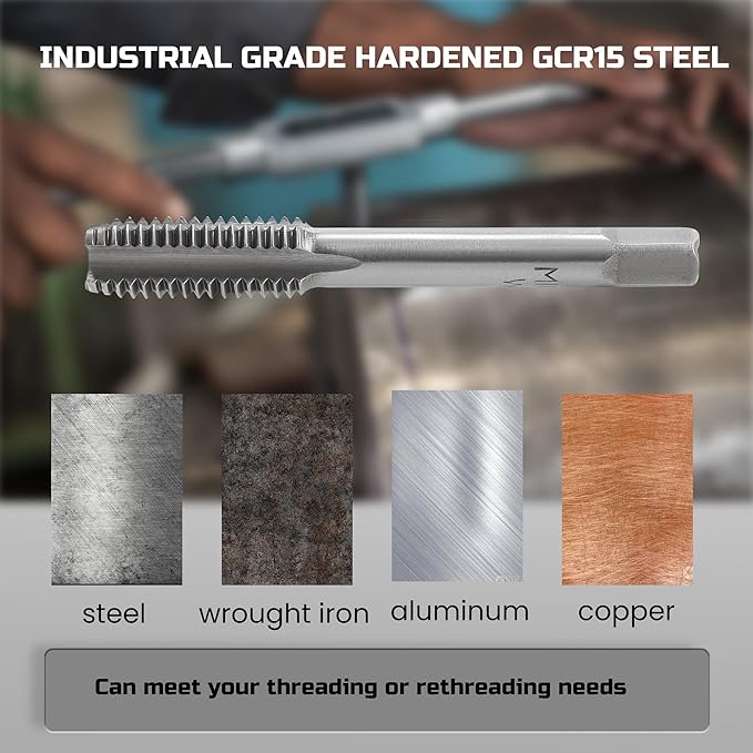 40pcs SAE Tap and Die Set, SAE Standard Rethreading Tool Kit, Coarse and Fine Threads for Cutting External and Internal Threads, Essential Repair Tool Kit with Thread Wrench
