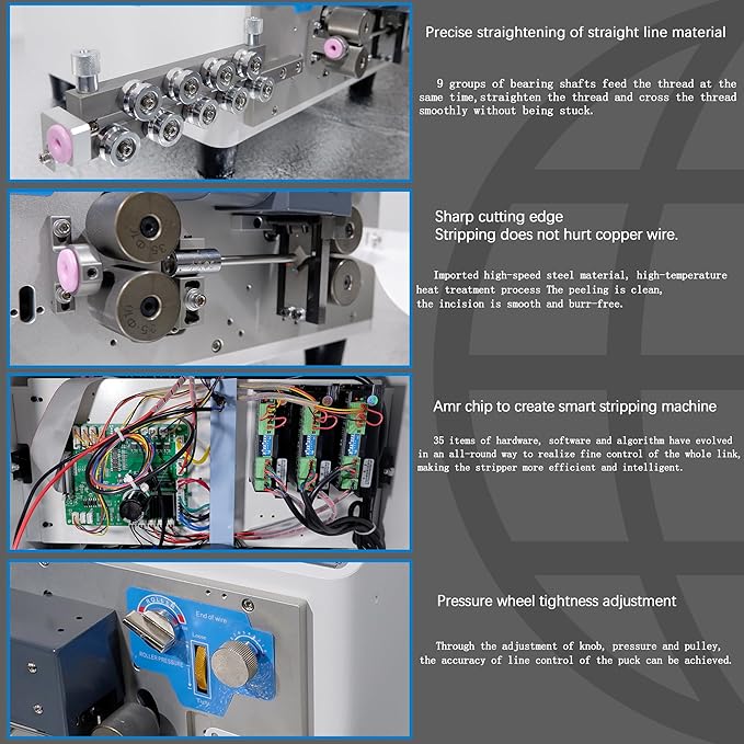 Automatic Wire Stripper Machine, Computer Wire Peeling, Electronic Wire Cutting Machine, Cable Cutting 110V, Multi-Function Button, Touchscreens, 0.5-30mm Stripping Length