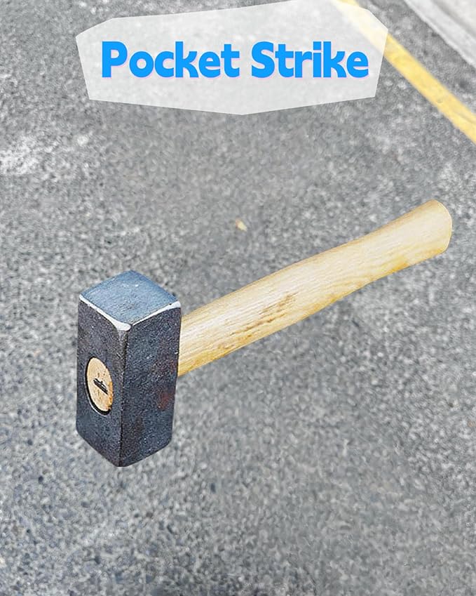 2lb DIY Mini Sledge Hammer with Steel Head, 2 Wooden Handles, 2 Style Wedges,Small Sledge Hammer for Demolition, Stake Driving, Cracking Stone and Concrete