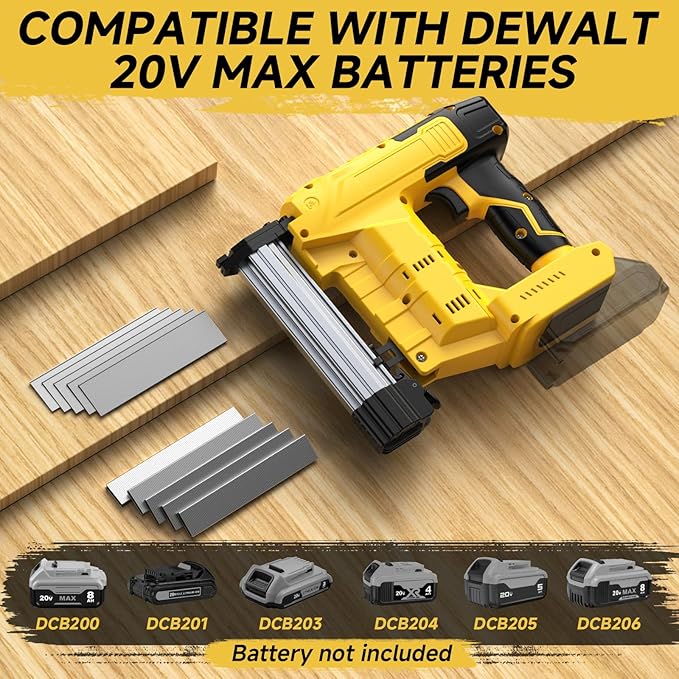 2-in-1 Cordless 18GA Brad Nailer/Staple Gun Compatible with Dewalt 20V Max Battery (No Battery), Electric Nail Gun/Stapler Battery Powered with 1000 Nails/Staples for Home Improvement, Wood Carpentry