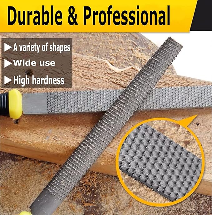 AihuiWood Rasp File Set 3 Pack Wood File Woodworking Files, Round, Half-round, Flat File Rasp High Quality Carbon Steel Rasp File for Woodworking Shaping, Sharping Wood