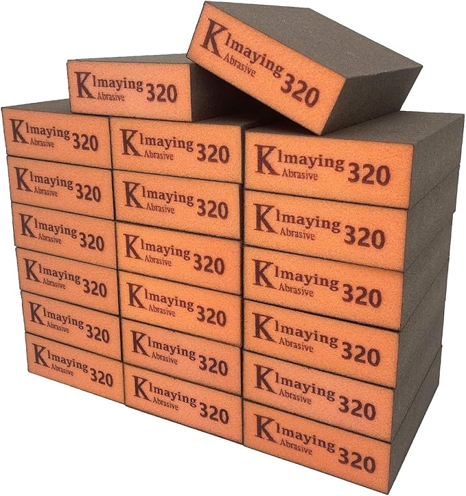 Sanding Sponge, 320 Grit Assortment Sanding Block, Wet and Dry Dual-use Sander Sponges for Drywall Metal, Sandpaper Sponge for Wood, Washable and Reusable, 20 Pack