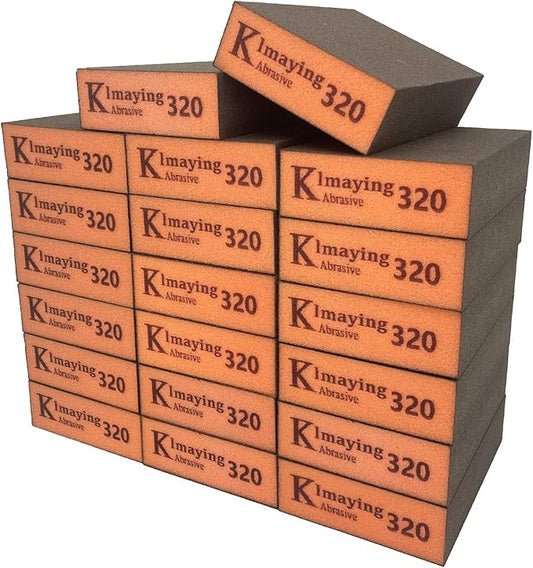 Sanding Sponge, 320 Grit Assortment Sanding Block, Wet and Dry Dual-use Sander Sponges for Drywall Metal, Sandpaper Sponge for Wood, Washable and Reusable, 20 Pack