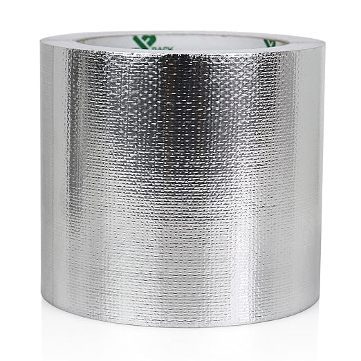 BOMEI PACK Adhesive Aluminum Foil Heat Shield Tape Barrier 4in x 66ft, Fiberglass Thermal Insulation Reflective Material High Temp
