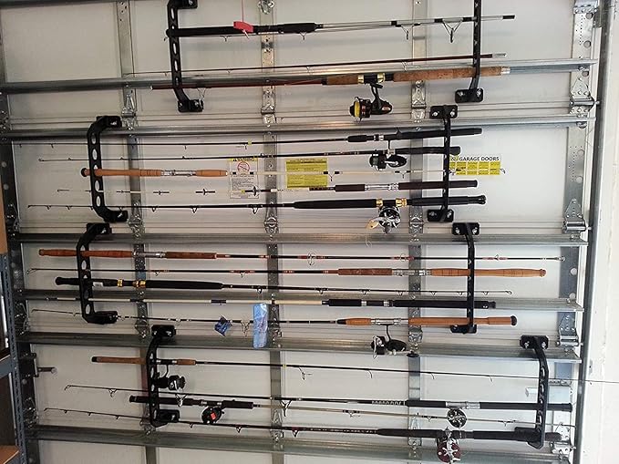 Cobra Storage Garage Door Storage Rack - 21" Black ABS Plastic Fishing Rod Holder - Ultimate Garage Organization for Fishing Gear and Equipment, Saltwater Fishing Gear