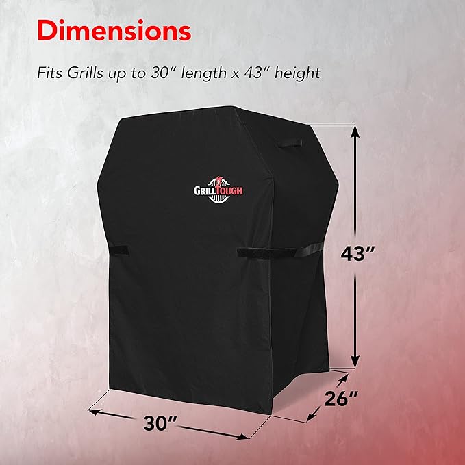 Heavy Duty BBQ Grill Cover for Outdoor Grill, 30 Inch ??Waterproof, Weather Resistant, UV & Fade Resistant with Adjustable Straps ??Gas Grill Cover for Weber, Genesis, Charbroil, etc. Black