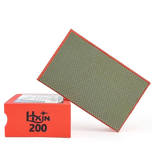 Diamond Hand Polishing Pad Diamond Sanding Block Foam Backed Diamond Sponge Sanding Pads for Wet or Dry Grinding polishing for Granite Marble Stone Tile Glass Ceramic (1, 200# Square)