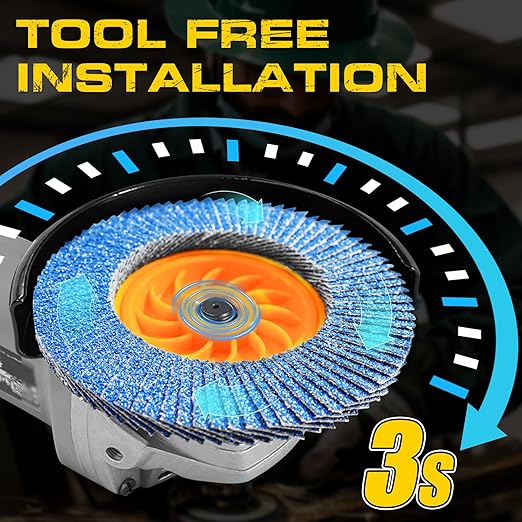 Flap Discs 4 1/2 for Angle Grinder no Tools Installation 40 Grit, 4.5" x 7/8" High Density Trimmable Zirconia Type 27 Flap Sanding Disc for Grinding, Rust Removal and Sanding (10 Pack)
