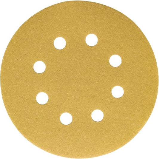 Dura-Gold Premium 220 Grit 5" Sandpaper Discs, 8 Hole Pattern Dustless, 50 Discs - Hook & Loop Backing for Orbital DA Sander, Detailing Finishing Color Sanding Automotive Paint Woodworking