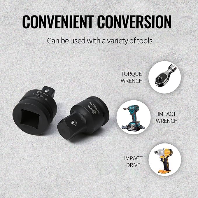 8-PC Impact Socket Adapter Set | Cr-Mo Steel | Impact Driver & Wrench Conversion Kit | Impact Socket Adapters with Ball Detent for Industrial Rotation