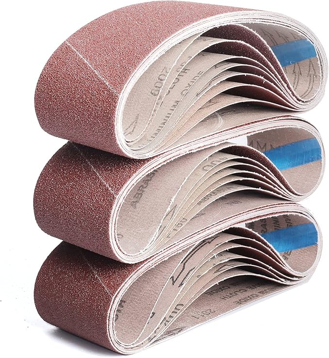 21 Pack 3 x 21 Inch Sanding Belts, 3x21 Belt Sander Sanding Belts 40/60/80/120/180/240/400 Grits Assortment Sanding Belt for Belt Sander Knife Sharpening Woodworking Metal Polishing