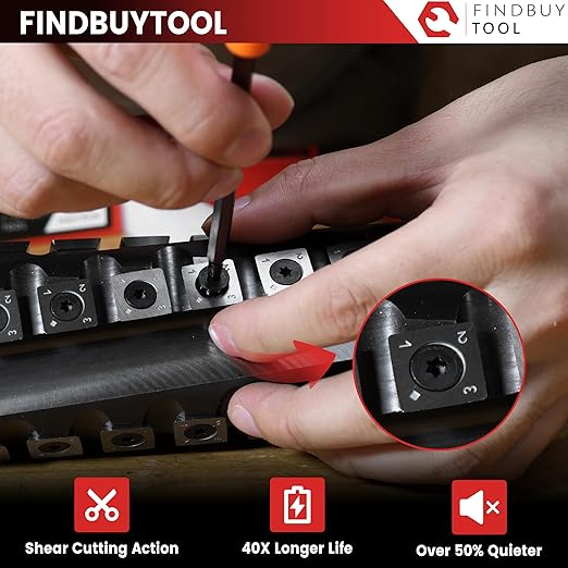 FINDBUYTOOL Helical Cutterhead for Delta DJ-20 8" Jointer - Carbide Insert Cutterhead Replacement for Models 37-350, 37-365X, 37-680, 37-680X - Includes 40 Knives, Screws, Tools & Bearings