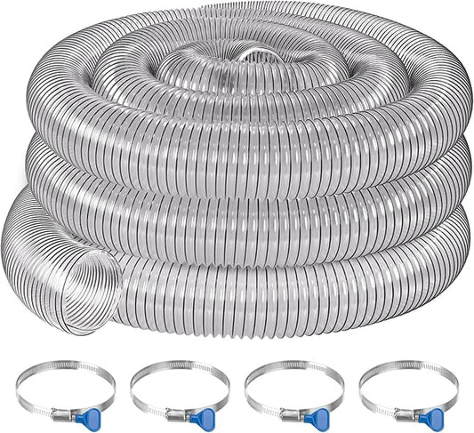 4" x 30' PVC Dust Collection Hose,4 Inch Dust Collector Vacuum Hose for Woodworking Dust Collection Systems,Dust Collection Tube Flexible Clear PVC Fume Debris Collection Hose w/Carbon Steel Wire