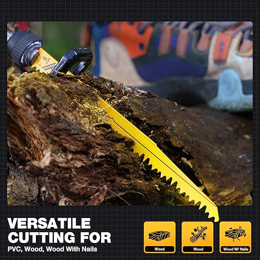 TOLESA 13 Pieces Reciprocating Saw Blade Set, Carbide & Bi-Metal Saw Blades for Wood Pruning, Wood with Nails, Thick Metal & Plastic with Organizer Bag