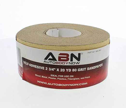 ABN Adhesive Sticky Back 80-Grit Sandpaper Roll 2-3/4in x 20 Yards Aluminum Oxide Golden Yellow Longboard Dura PSA
