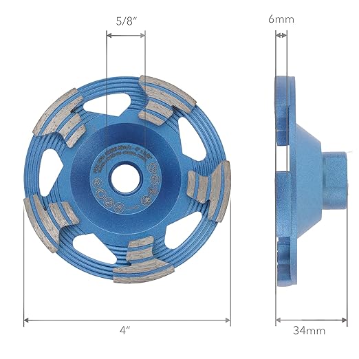 PRODIAMANT 4??Diamond Cup Wheel, 5/8??11 Arbor, Wet/Dry, Max 15,300 RPM ??Concrete & Masonry Grinding for Angle Grinders (Model PD-ST51-i58-100mm)