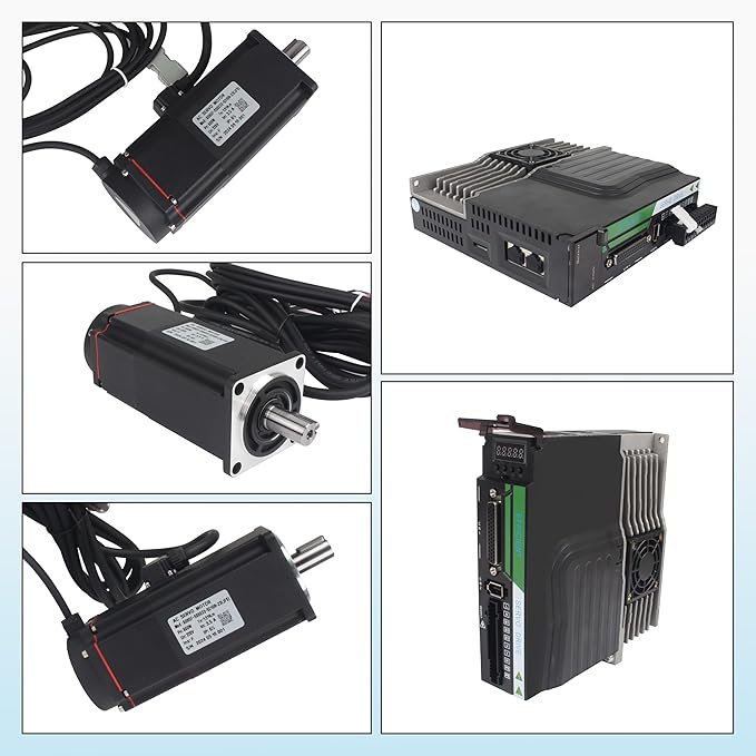 with Brake 600W AC Servo Motor Kit, CNC 220V 3.5A 3000rpm L3000 17-bit Encoder RS485 Servo Motor Driver Controller Kit for CNC Engraver Milling Machine/Robot
