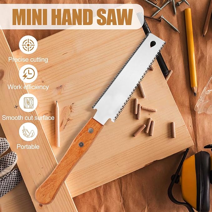 Japanese Hand Saw 2 Pack ，6 Inch Double-Edged Pull Saw with 14/17 TPI SK5 Steel Blade – Sharp Teeth & Comfort Wood Handle for Precision Woodworking Tools