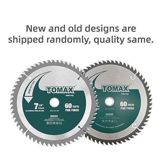 TOMAX 7-1/4-Inch 60 Tooth ATB Finishing Saw Blade with 5/8-Inch DMK Arbor