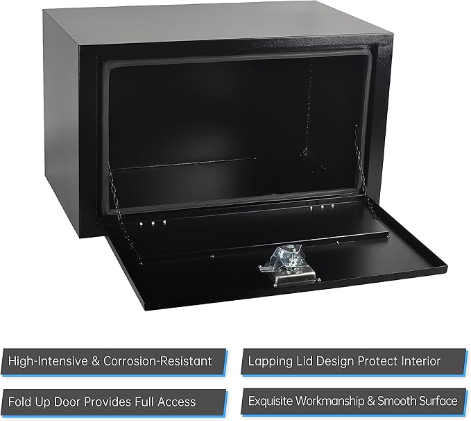 Steel Truck Tool Box, 30’’ Underbody Truck Toolboxes for Trailer, Rv -Black（30x18x18 Inch）