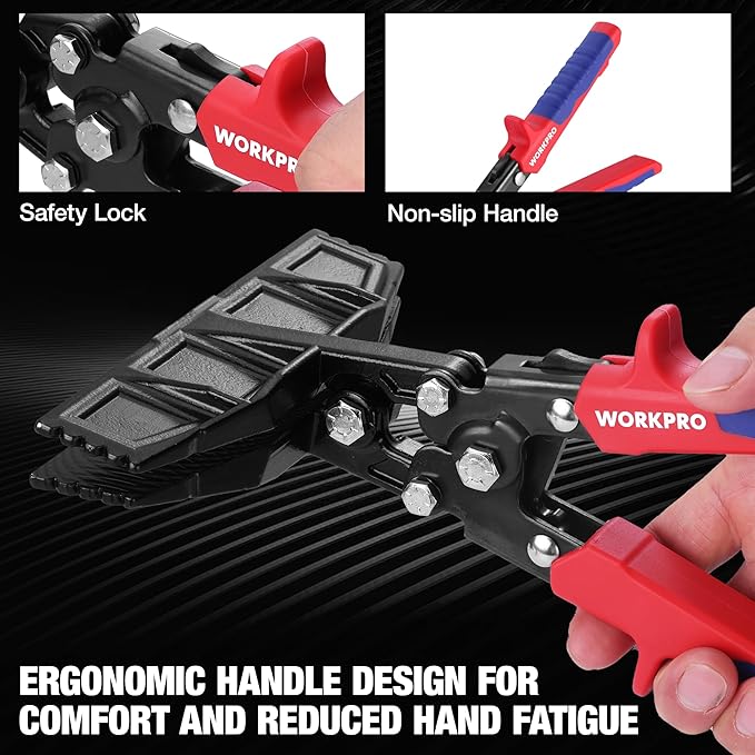 WORKPRO 6-Inch Sheet Metal Bender & Hand Seamer Tool, Heavy-Duty Steel Sheet Metal Brake Pliers for Bending, Seaming, Flattening with Ergonomic Handle and Smooth Jaw