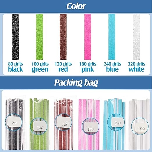 Honoson 70 Pcs Sanding Sticks Polishing Sticks Fine Sanding Twig Coded Abrasive Sand Twig for Plastic Model Assorted Metal and Wood Sand Tool Accessory for Craft(Low Grits Rating,Water Drop)