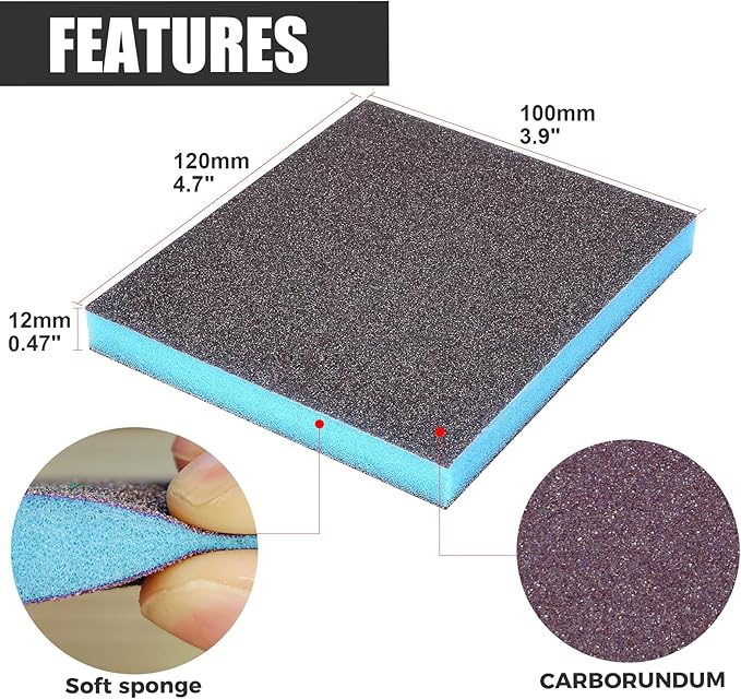 18pcs Sanding Sponge 60 grit Soft Sanding Block Washable and Reusable, Double-Sided Sponge Sanding Blocks Wet Dry Sandpaper Pad for Wood Metal FurniturePaint