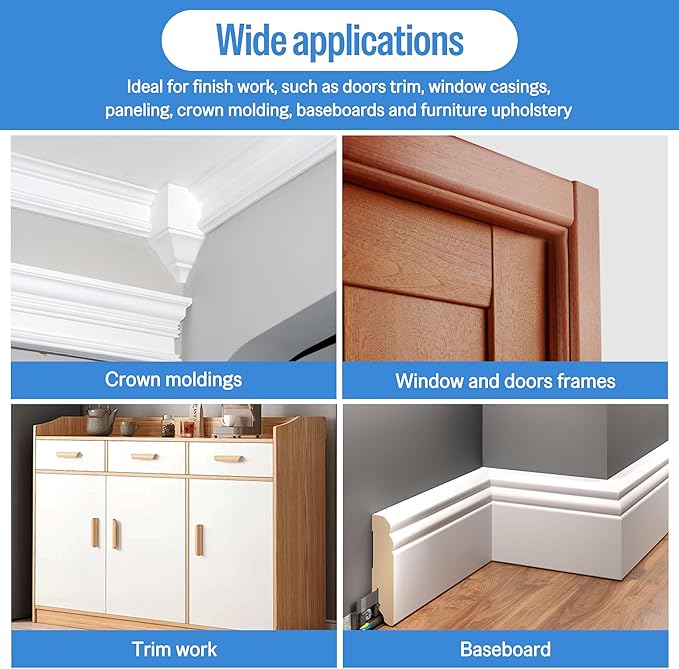 meite 15 Gauge 34 Degree Angled Finish Nails, 1-1/2 Inch Leg Galvanized No-rust DA-style Nails for Nailer Gun, Glue-Collated Trim Nails for Baseboard Crown Cabinet Window Molding, 2 Boxes x 2,400PCS