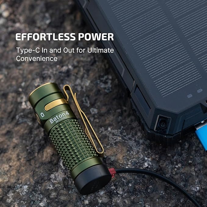 OLIGHT Baton4 Rechargeable EDC Flashlight, LED Pocket Light 1300 Lumens with Magnetic Charging Cable, 6 Modes, IPX8 Waterproof Powerful Bright Flashlight for Home, Camping and Emergencies (OD Green)