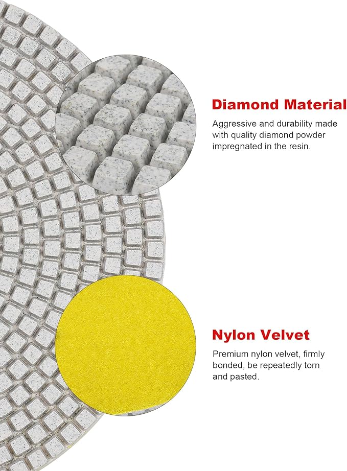 Casaverde Grit 100 Diamond Polishing Pads 7 Inch,Granite Diamond Pads for Concrete Terrazzo Travertine Marble Floor Edges Polish