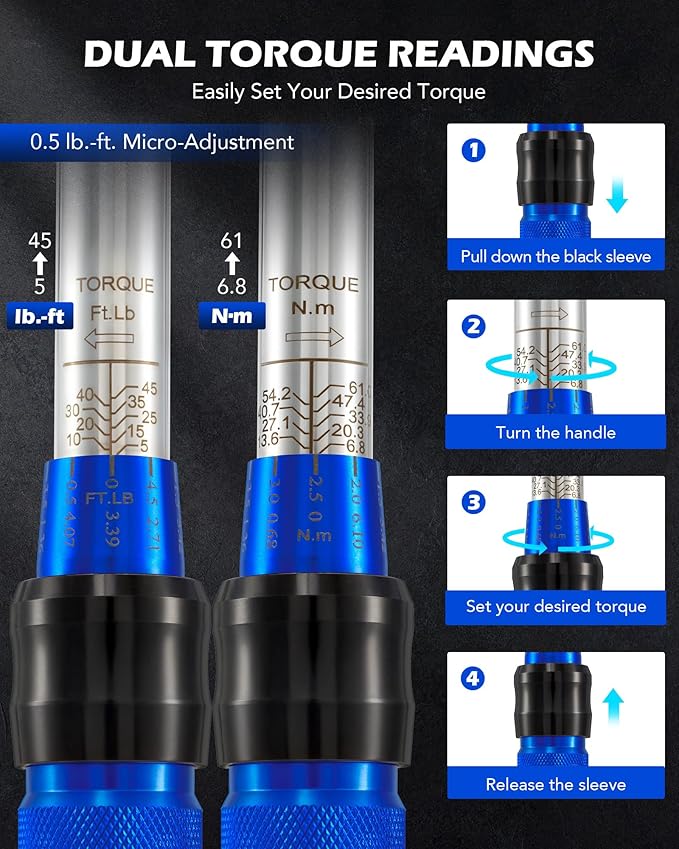 Orion Motor Tech 14pc Spark Plug Socket Set, 3/8 Inch Drive Magnetic Swivel Spark Plug Socket Set with Torque Wrench, Torque Bits, Universal Joint and Extension Bar, 5-45 ft.lb Spark Plug Removal Tool