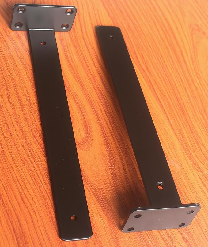 24 Pack - 12 inch Black Hidden L Shelf Bracket (1/5 Inch Thicked) Iron Floating Shelf Brackets Rustic Industrial Metal Brackets for Shelf Support