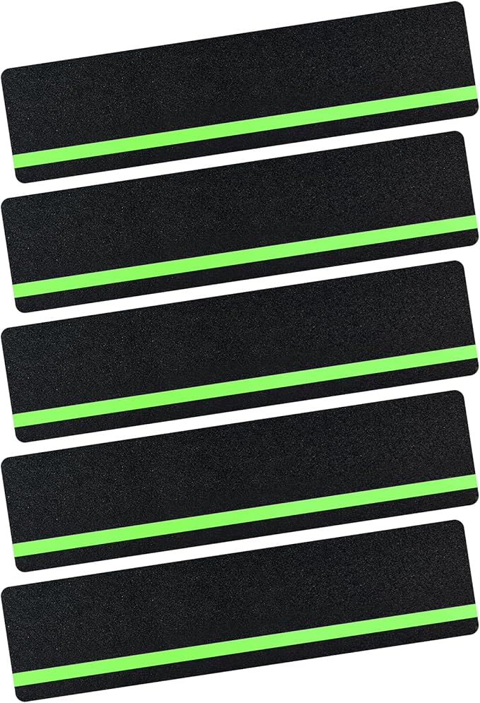 5 Pieces Anti Slip Tape with Glow in Dark Stripe Non Slip Tape with Luminous Stripe Anti Slip Grip Tape for Stairs Anti Slip Traction Tape, 6 by 24 Inches (Luminous)