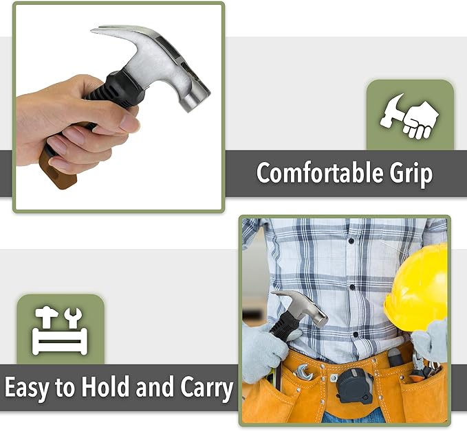 Mr. Pen- 8oz Gray Camping Claw Stubby Tack Magnetic Nail Hammer for Women