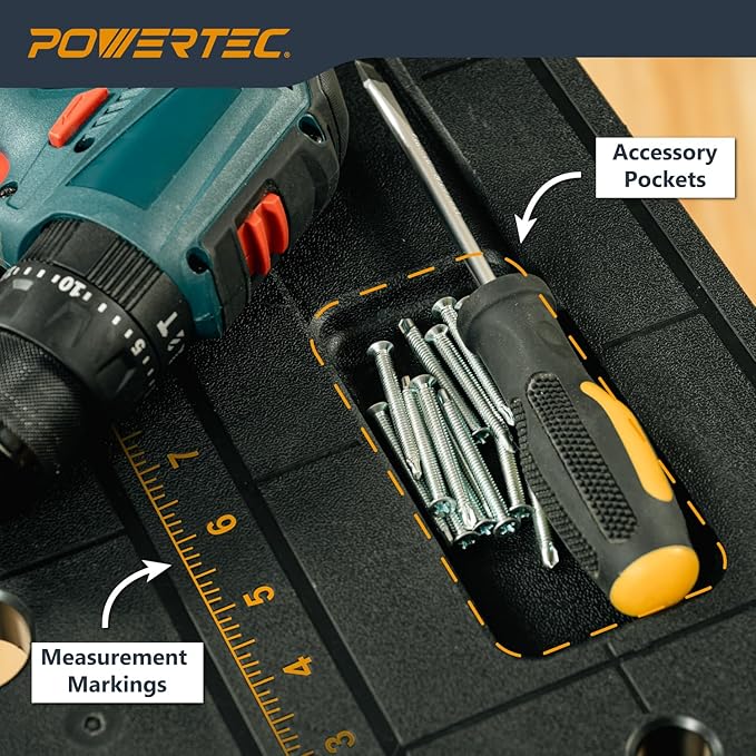 POWERTEC Portable Folding Worktable ??Heavy-Duty Workbench with 33.5" x 24" Surface, 1650 lbs Load Capacity ??Compact, Foldable Table for Woodworking, DIY, Garage & Jobsite Use (UT1014)