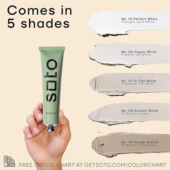 soto Small Hole Repair, Off-White Spackle, 7-Piece Kit (No. 08 Artisan White) - High Strength Small Hole Repair Kit for use on: Walls, Drywall, Ceiling, Furniture, Cabinets