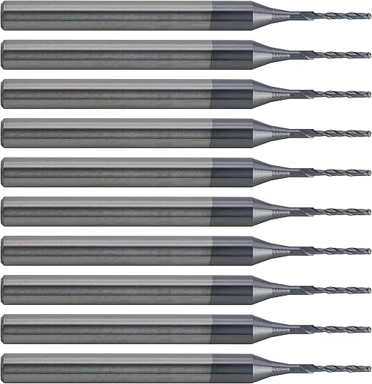 CME 10 pcs Micrograin Carbide End Mills, Ball Nose, TiAlN Coated, 1/32" Mill Diameter, 3/32" Length of Cut, 1 1/2" Overall Length, 2 Flute, Center Cutting