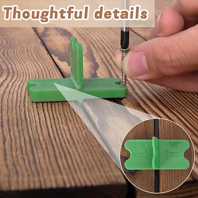 8 Pcs ABS Deck Spacer Tool,4 Thicknesses Deck Board Spacers(1/16", 1/8", 3/16", 1/4"),Green Deck Spacers Assorted for Pressure Treated Composite Decking